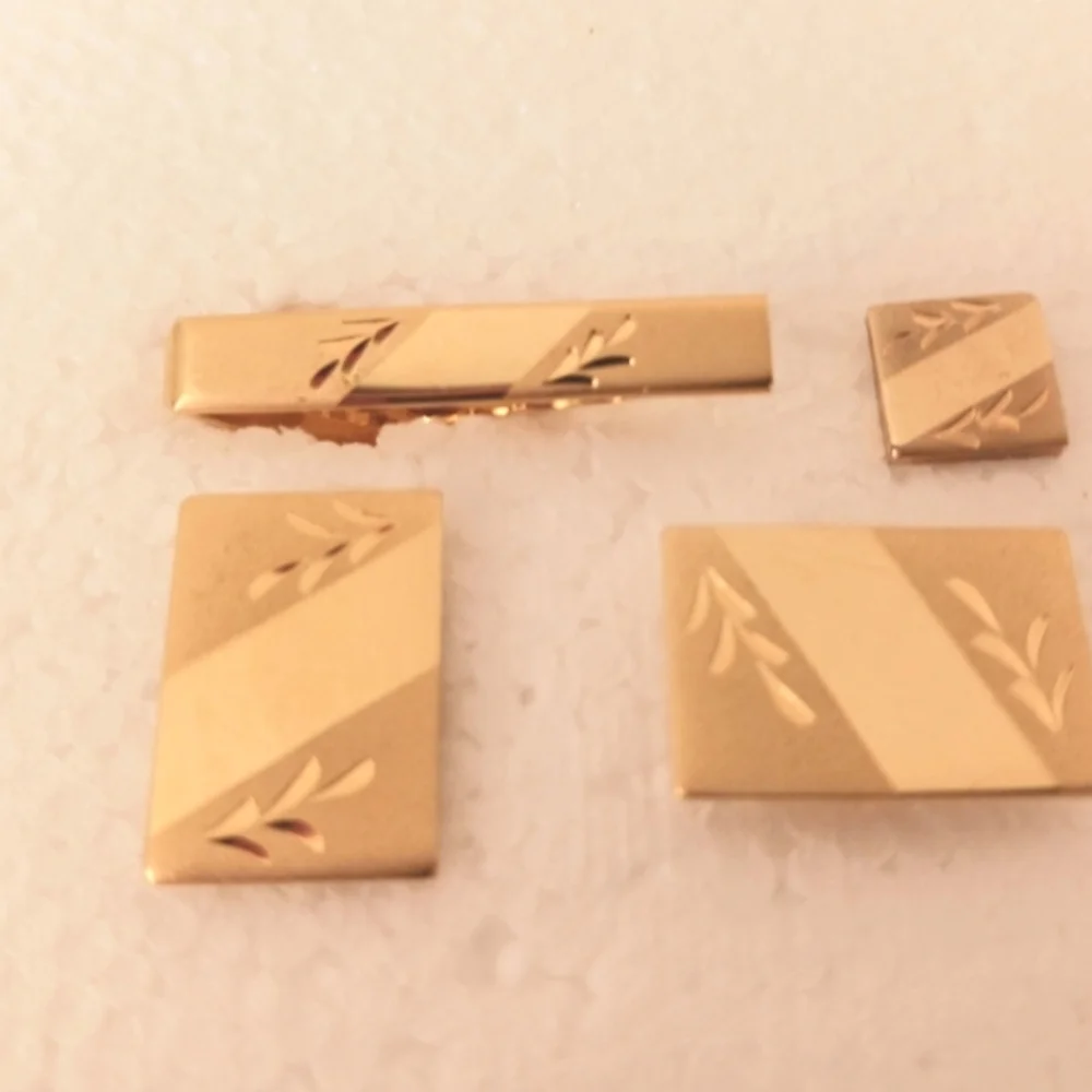Cufflinks, Cuff Links, Tie Clip Bar, Tie Tack, Quality Mid-Century Gold Tone